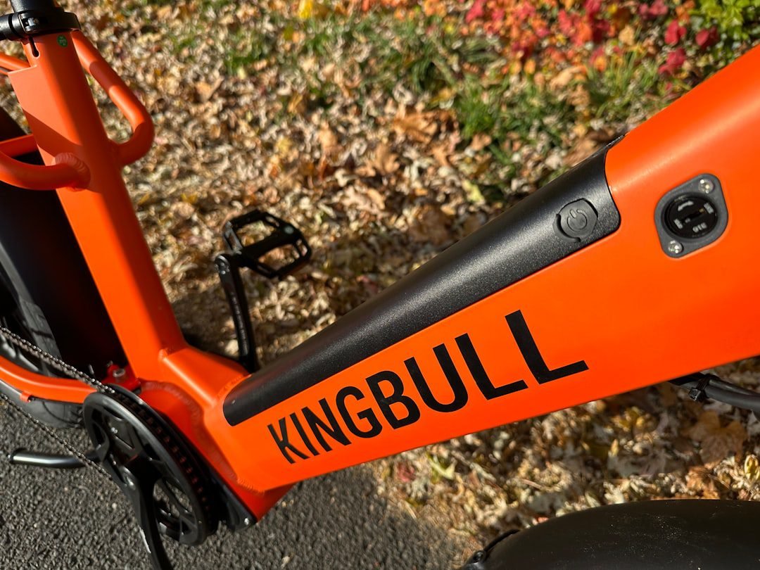 Close-up of an electric bike battery and charging setup